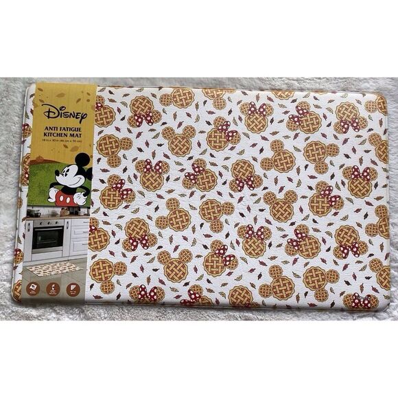 Disney Mickey Minnie Ears Pies Anti Fatigue Kitchen Mat 18x30” Fall Autumn NEW - Picture 1 of 10